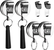 Penholder (4-pack), robusto contenitore per matite con 65 cm cavo retrattile, clip per matite in metallo e silicone, per carpentieri, operai edili, architetti, cuochi, personale amministrativo, medici, infermieri, 2 stili