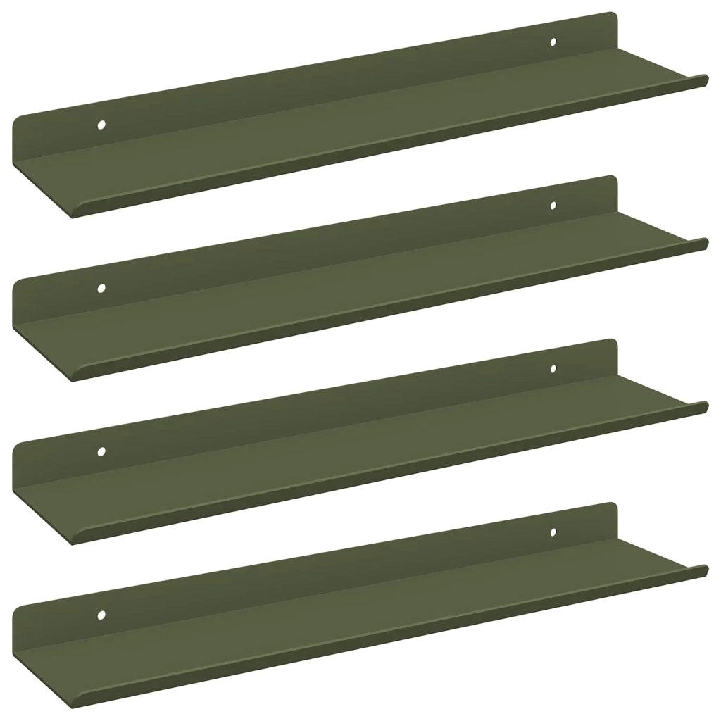 Mensola sospesa 4 pcs Verde oliva 40 x 8,5 x 2,5 cm Acciaio