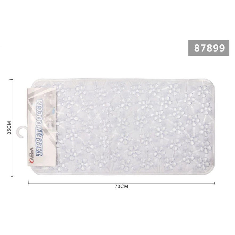 Trade Shop - Tappeto Antiscivolo Rettangolare Bagno Vasca Doccia Loto Bianco 36 X 70 Cm 87899 -