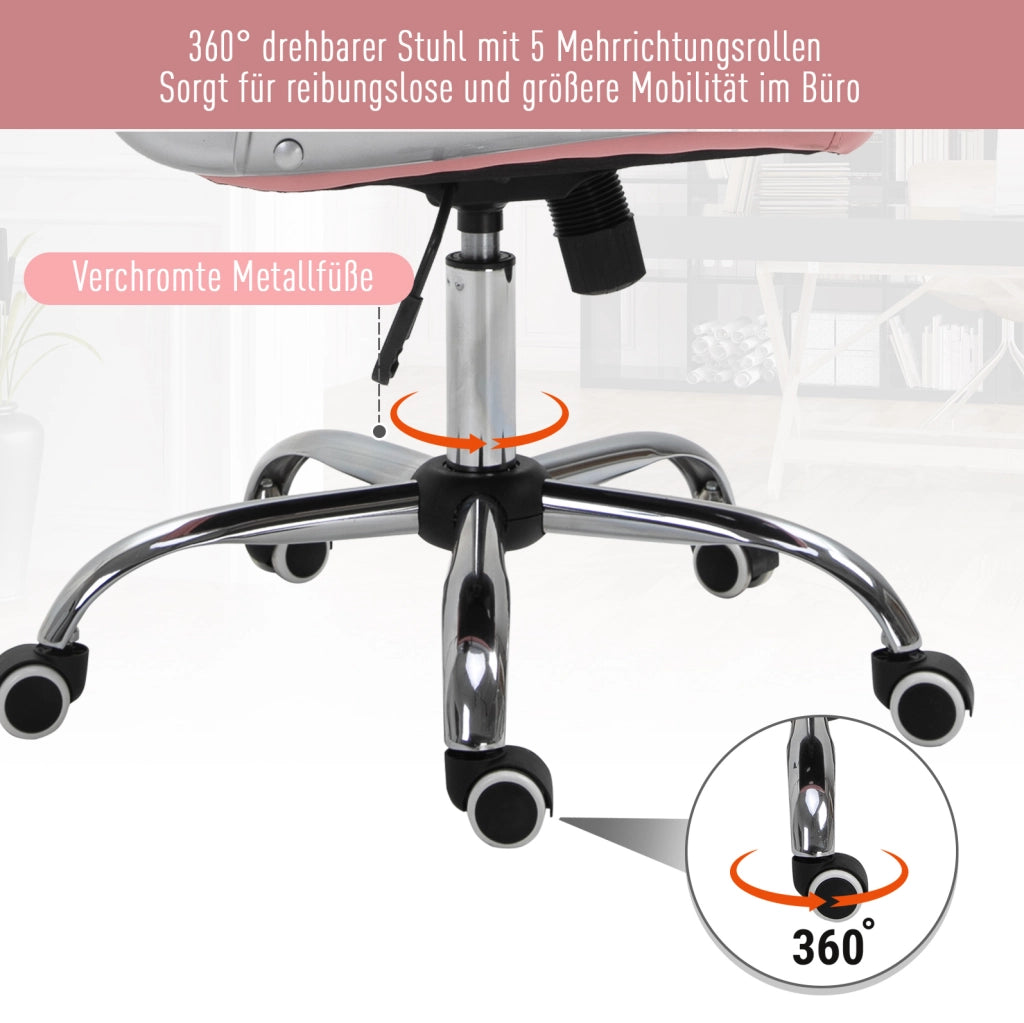 Sedia da ufficio ergonomica rosa in pelle rigenerata