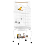Gabbia per Uccelli con Ruote e Ripiano ¨C zephmum ¨C Bianco 51x51x153 cm