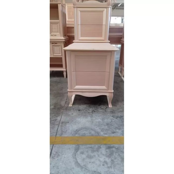 Comodino classico 2 cassetti legno grezzo 61x41x71 - Mobili 2G