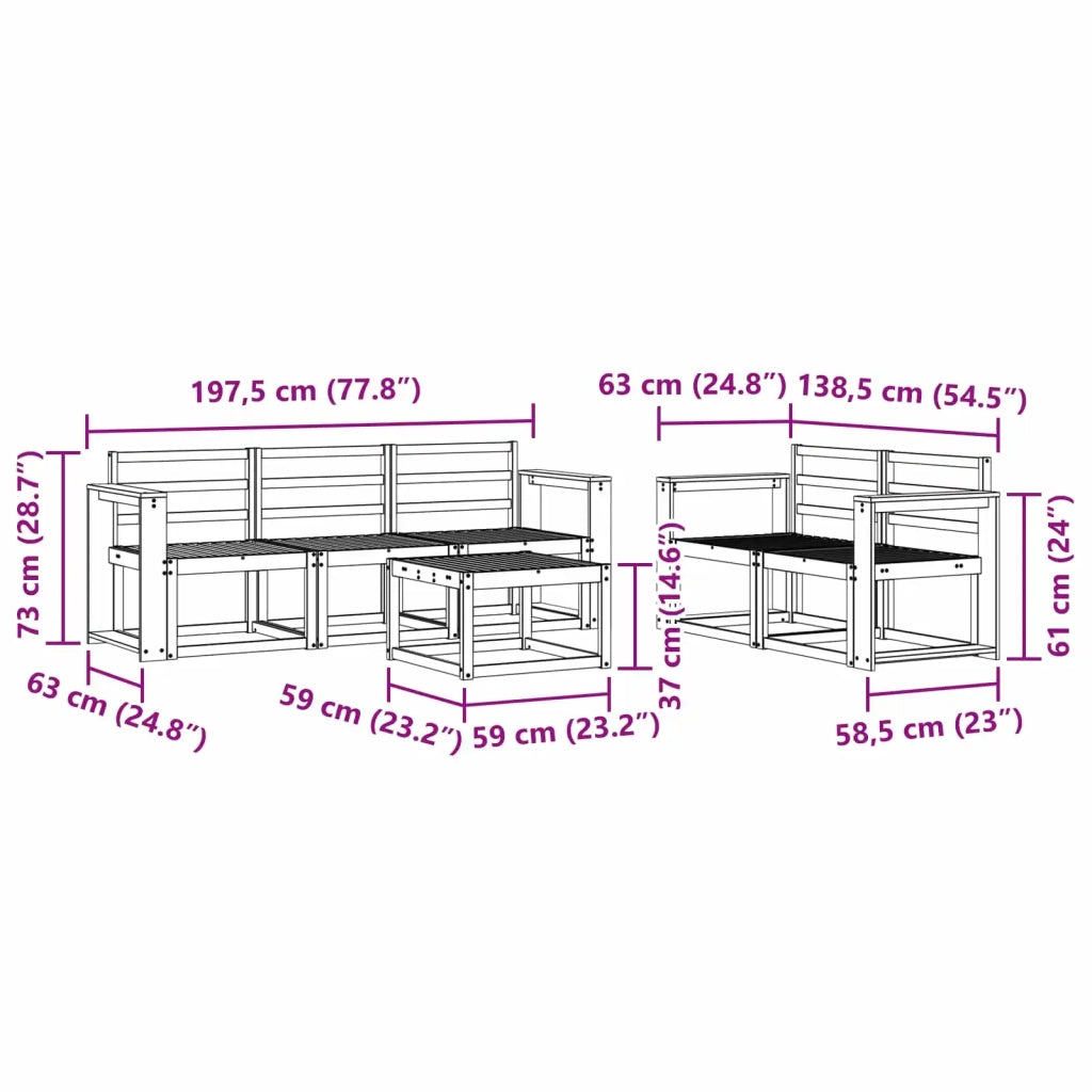 Set di divani da esterno 6 pcs Bianco 59 x 59 x 37 cm 3387248