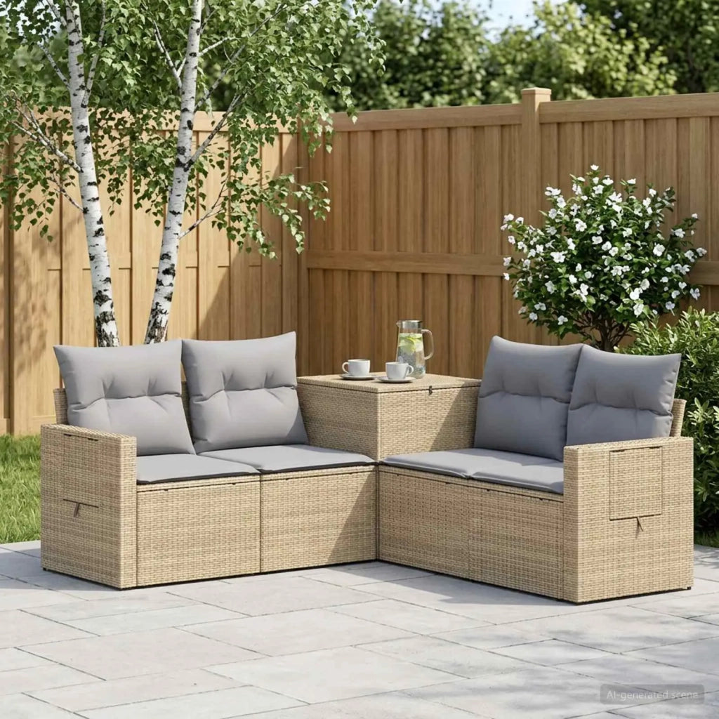 Set di divani 5 pz Beige e Grigio Chiaro 3447885