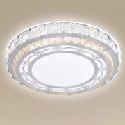 Trade Shop - Plafoniera Soffitto 60w ø50cm Led Tondo A Strati Con Cristalli Floreale Luce Fredda 13675 -
