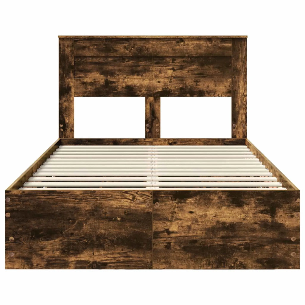 Letto matrimoniale | Letto per adulti | Struttura del letto con cassetto Rovere fum¨¦ 120 x 200 cm