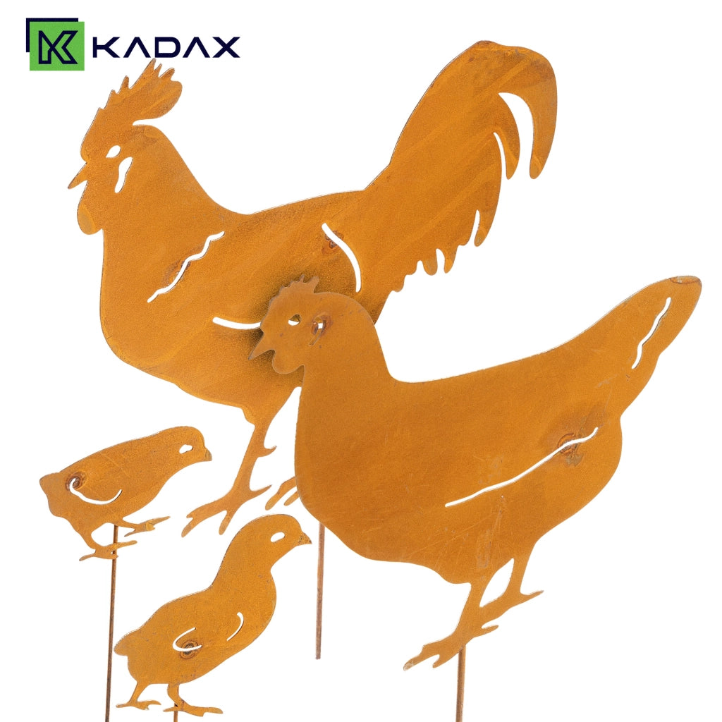 KADAX Ozdoba cortenowa Kury P25721 pakiet 6szt K17