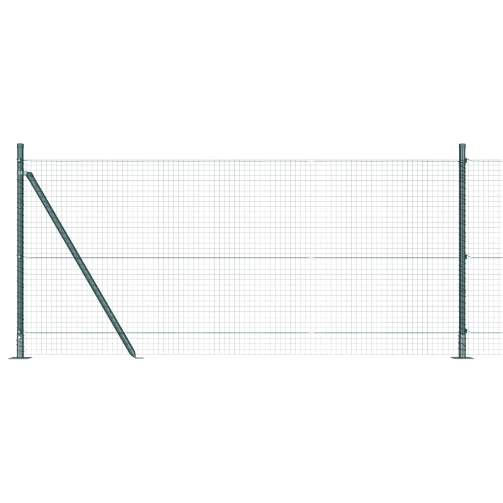 Recinzione Filo Saldato con 13 Posti Flangiati Verde 0.8x25 m Acciaio