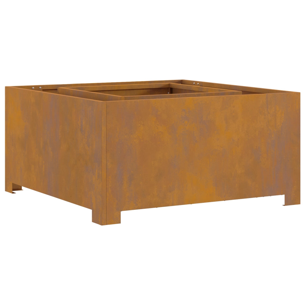 Focolare Quadrato 80x80x40 cm in Acciaio Invecchiato