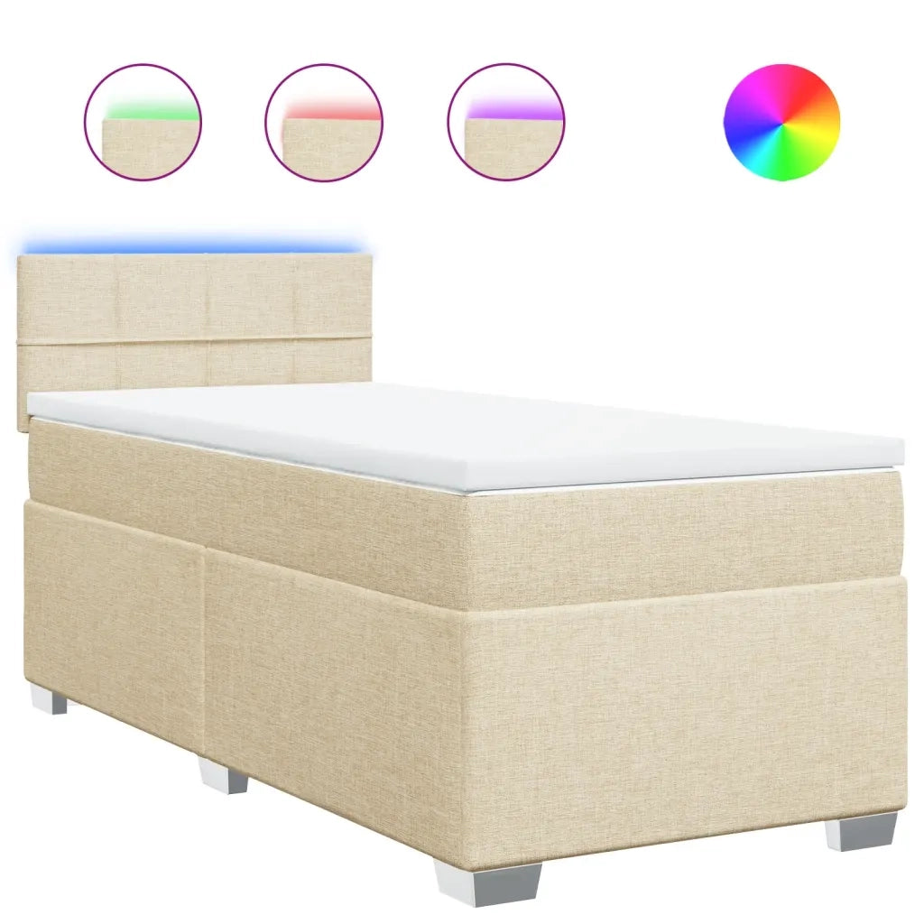 Giroletto a Molle con Materasso Crema 100x200 cm in Tessuto 3288104