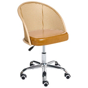Sedia da ufficio marrone in ecopelle PE Rattan Schienale girevole regolabile in altezza senza braccioli Casa Ufficio Studio Tradizionale