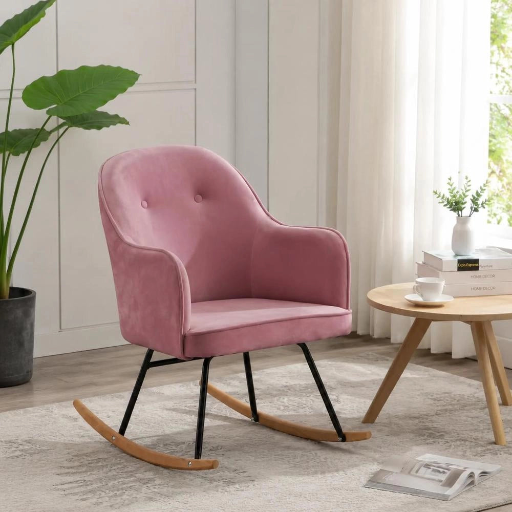 Rocking Chair Pink Velvet
