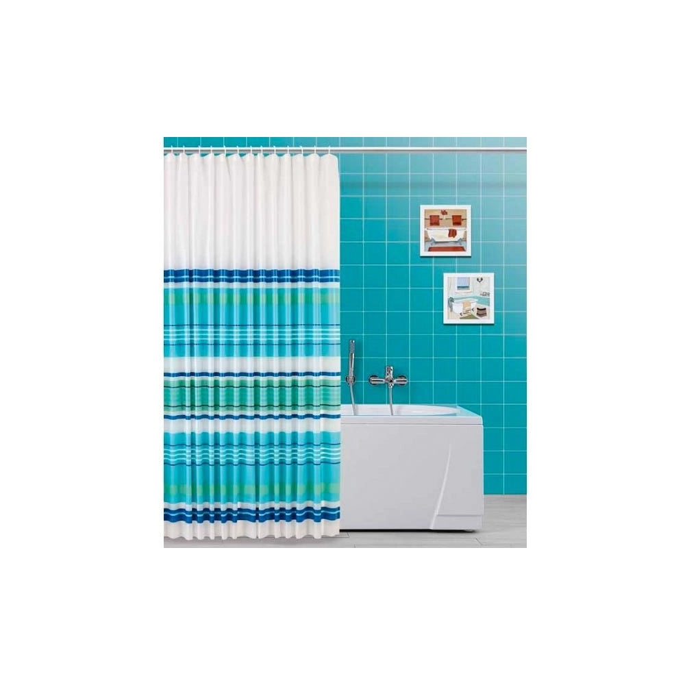 Trade Shop - Tenda Doccia In Vinile Con Ganci Impermeabile 180 X 200 Cm Azzurro Verde -