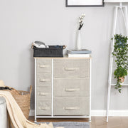 Cassettiera con 7 cassetti in tessuto, stile scandinavo, per camera e soggiorno, grigio chiaro, 63,5 × 30 × 71 cm