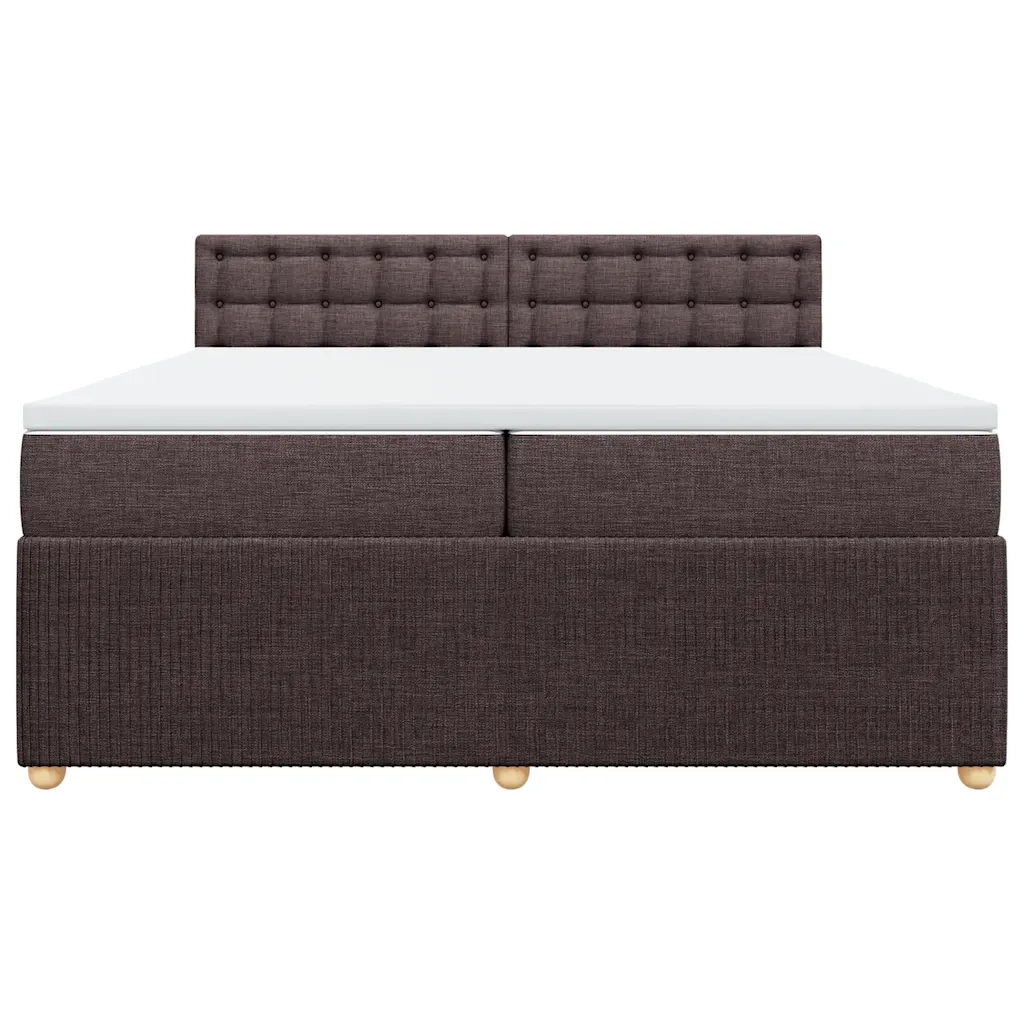 Giroletto a Molle con Materasso Marrone Scuro 200x200cm Tessuto