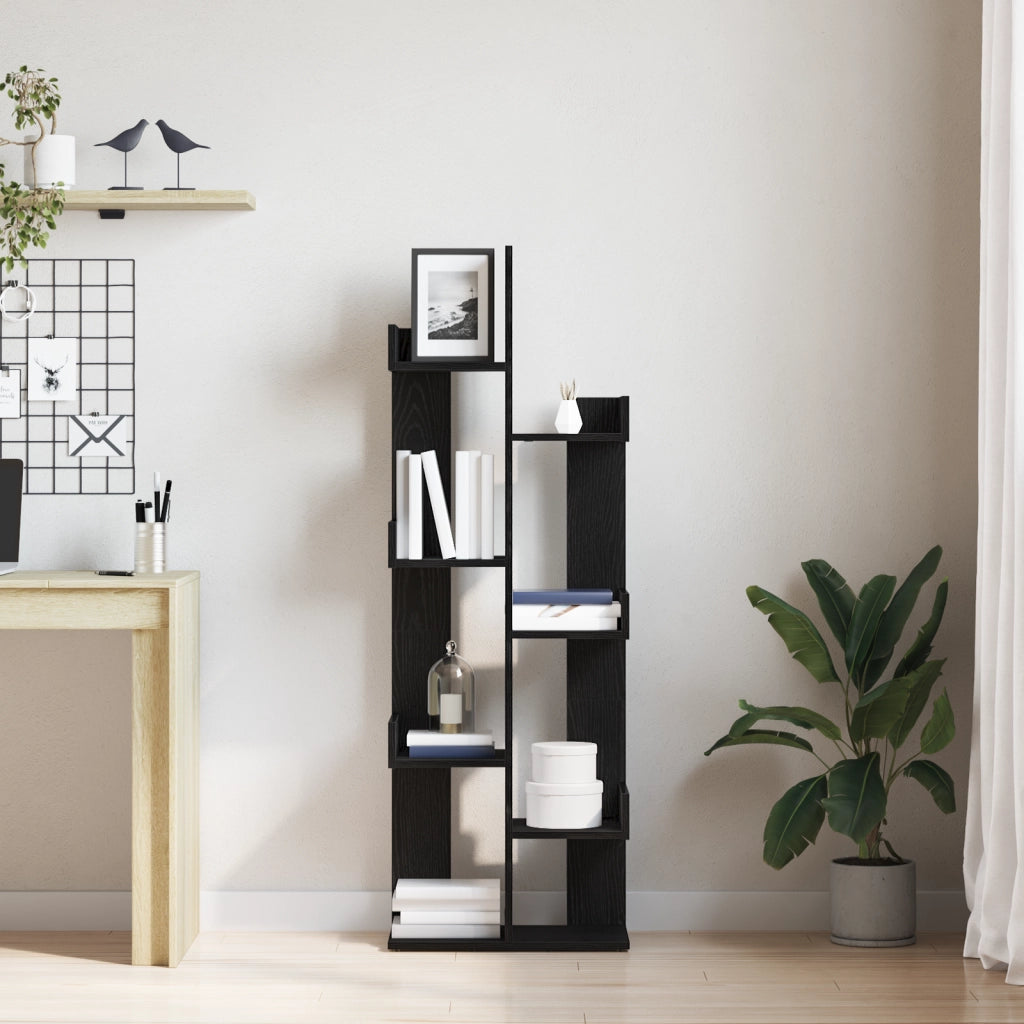Libreria  Nera in Rovere 48x25,5x140 cm in Legno Ingegnerizzato
