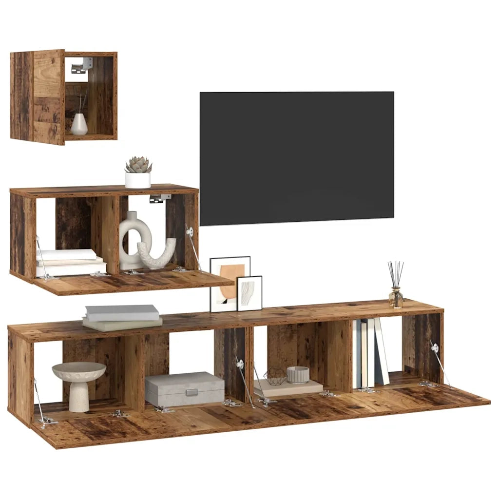 Set mobile TV 4 pcs Legno vecchio Legno multistrato