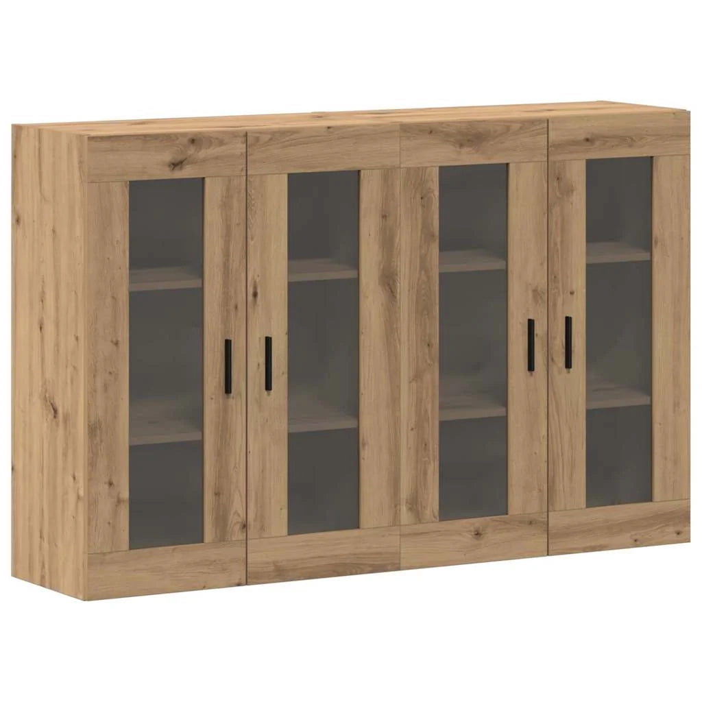 Set di 2 pensili da parete in stile rustico con ampio spazio di archiviazione 69,5 x 34 x 90 cm realizzati in legno di rovere ingegnerizzato finitura artigianale 02_0056065