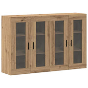 Set di 2 pensili da parete in stile rustico con ampio spazio di archiviazione 69,5 x 34 x 90 cm realizzati in legno di rovere ingegnerizzato finitura artigianale 02_0056065