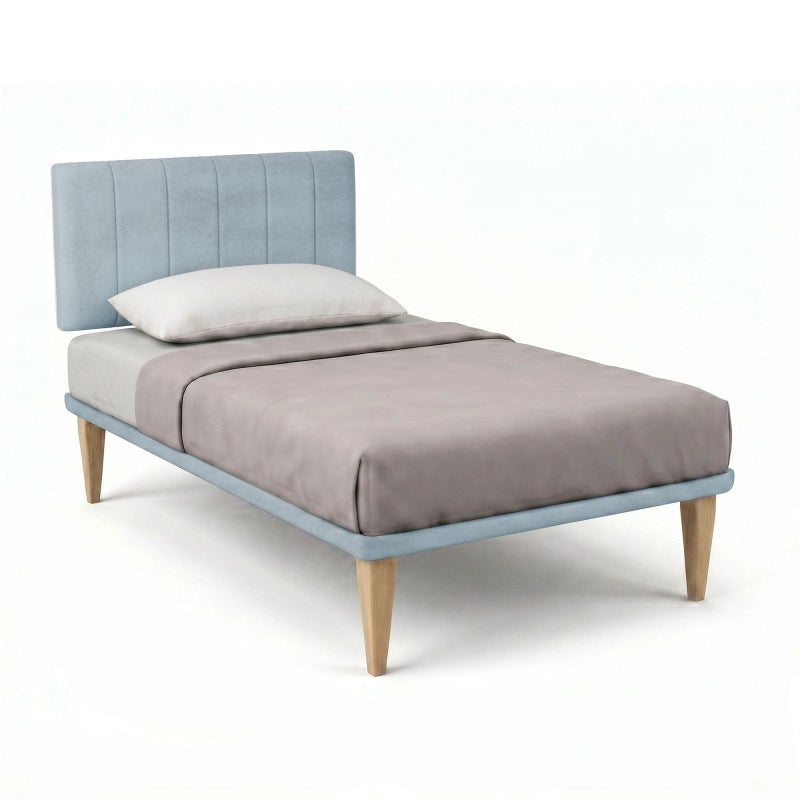Letto imbottito Piazza e mezzo 120x200 cm Vertical - Con rete,Microfibra,Azzurro