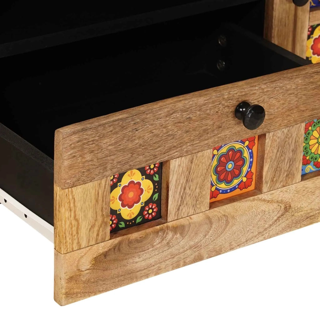 Mobile TV Naturale 105 x 33,5 x 46 cm Legno di mango massello