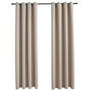 Tende Oscuranti | Tende Blackout con Anelli in Metallo 2 pz Beige 140x245 cm