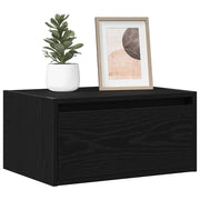 Comodino a Parete con Luci LED Rovere Nero