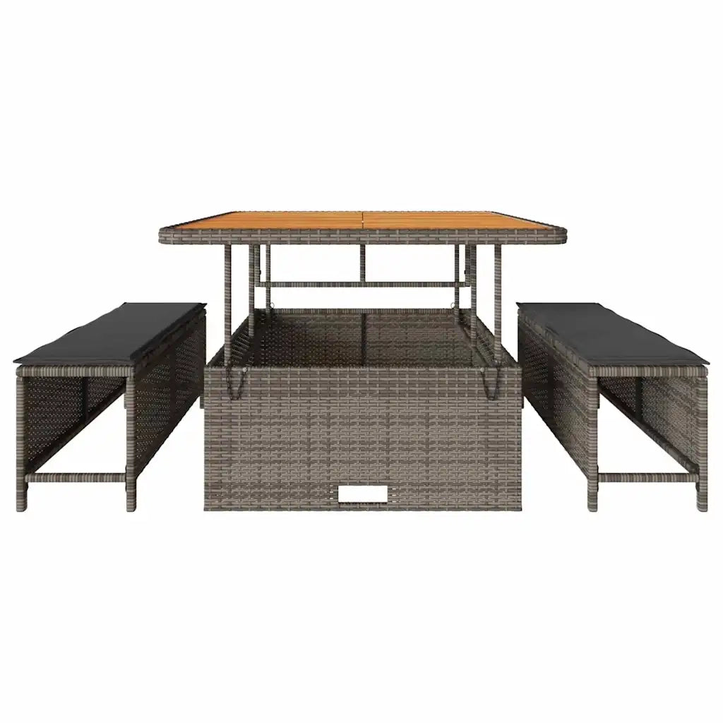 Set da Pranzo per Giardino Grigio polyrattan 42007910
