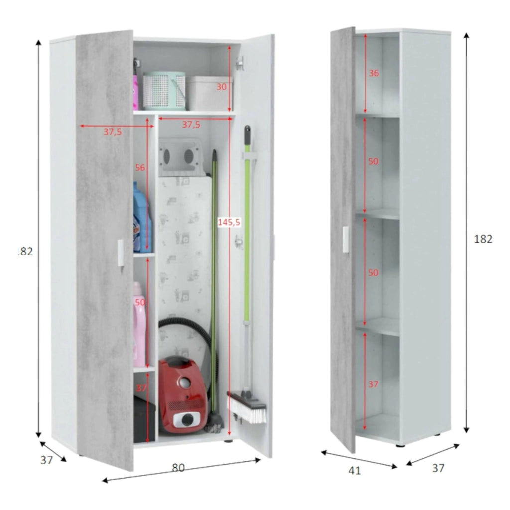 Valdaora, Armadio Multiuso Grande Modulabile, 121x182h cm Bianco