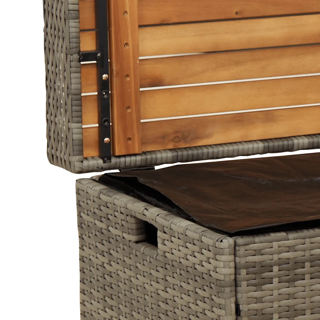 Panchina Portaoggetti Giardino | Panca da Giardino Grigia 100x50x52 Polyrattan Acacia