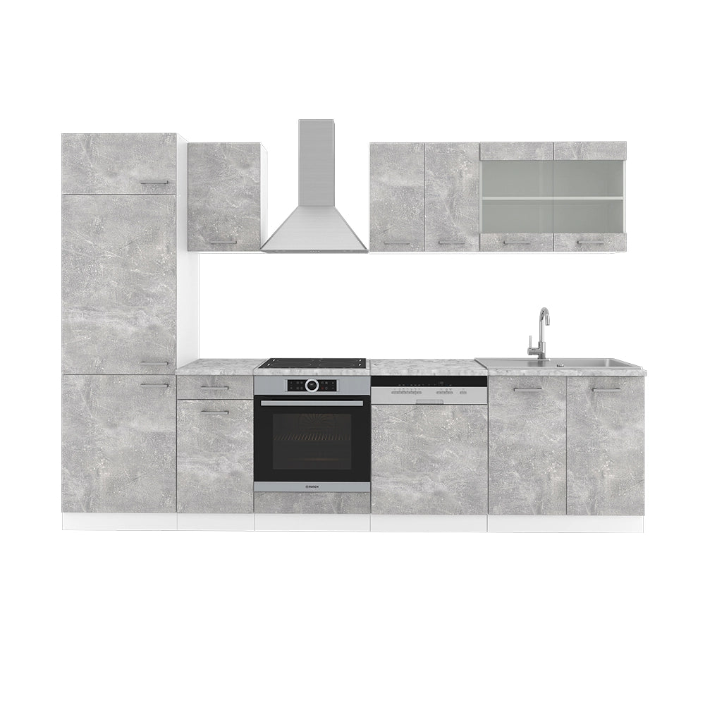 Vicco Cucina componibile Calcestruzzo 300 cm senza piano di lavoro