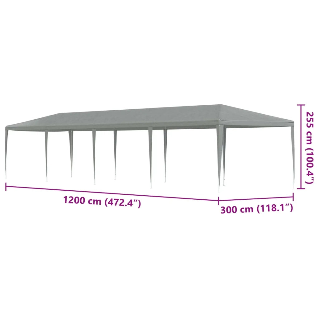 Tenda Party Grigio chiaro 1200 x 300 x 255 cm PE e Acciaio 42032993