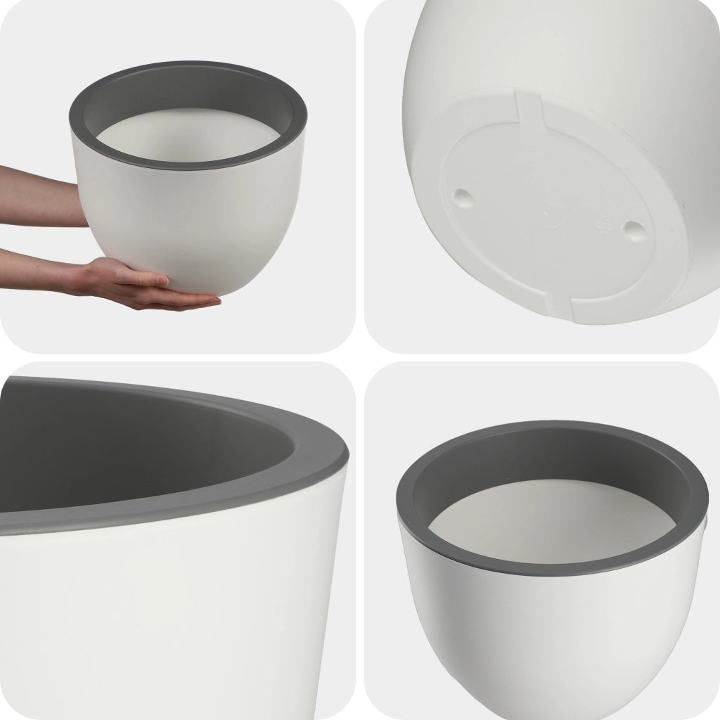 KADAX Vaso da fiori da giardino, copertura rotonda 30 cm, bianca