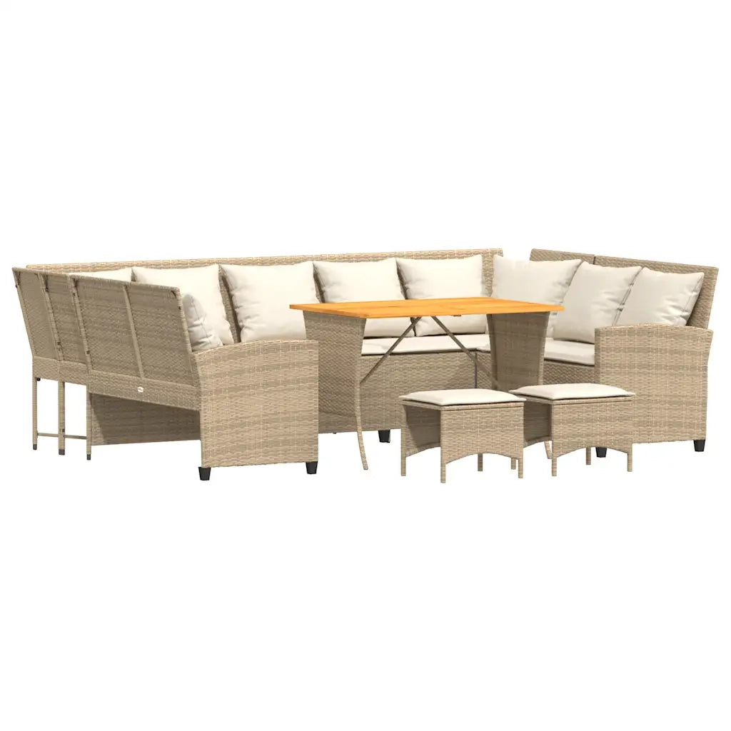Set Divano da Giardino 4 pz con Cuscini Beige in Polyrattan