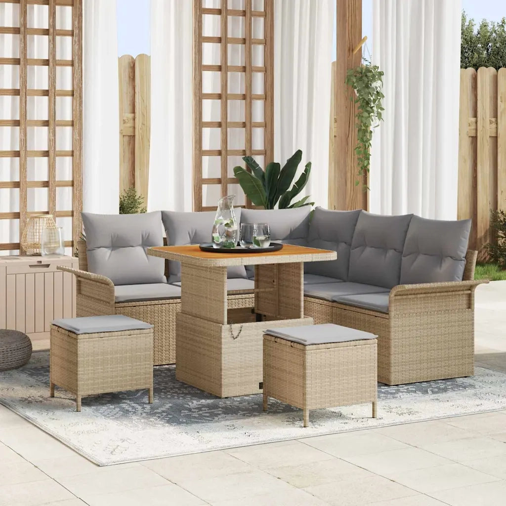 Set Divano da Giardino con cuscino 8 pcs Beige e Grigio Chiaro 3364082