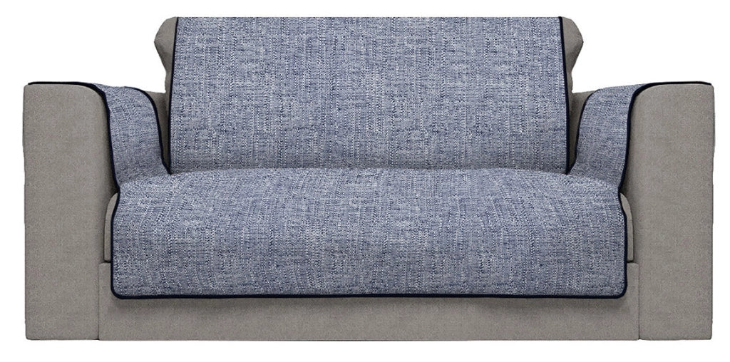 Copridivano con Copri Braccioli Seduta 60 cm in Poliestere Blu Scuro