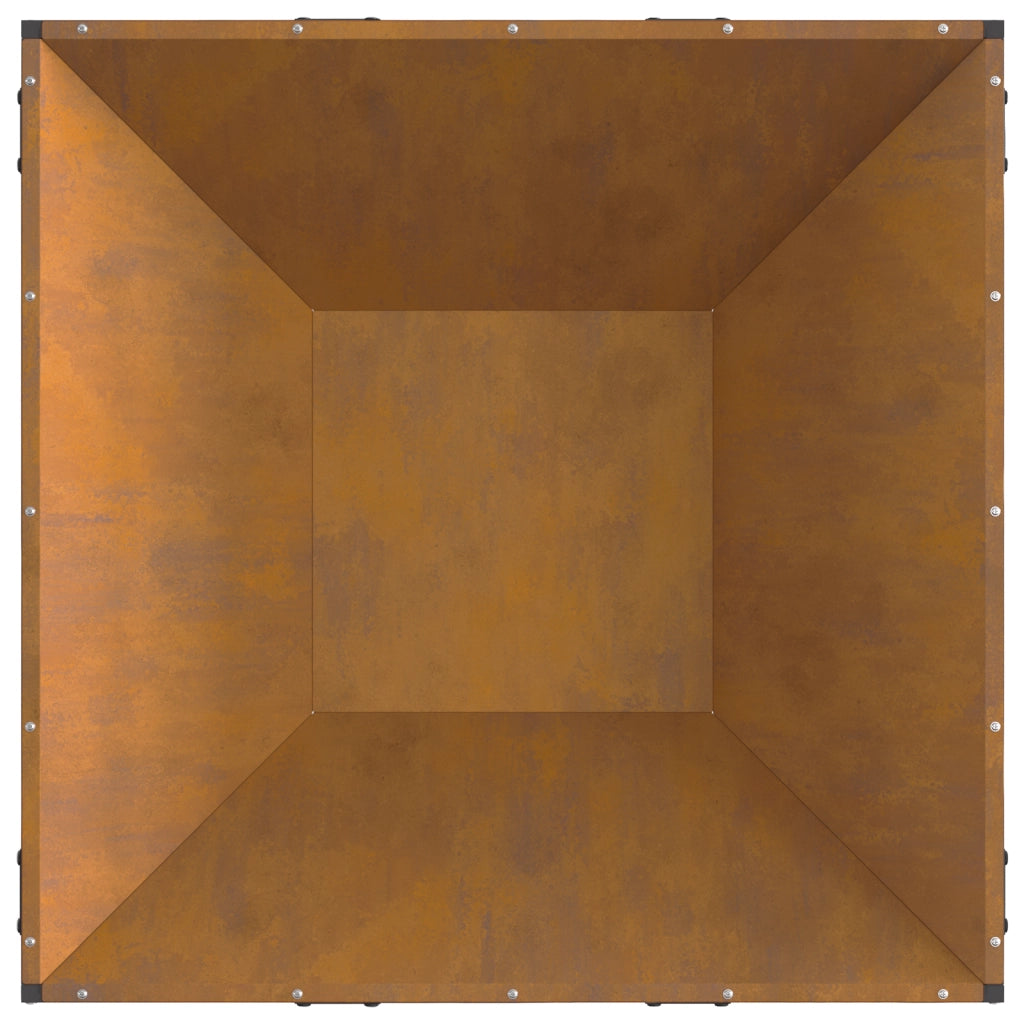 Focolare Quadrato 80x80x40 cm in Acciaio Invecchiato