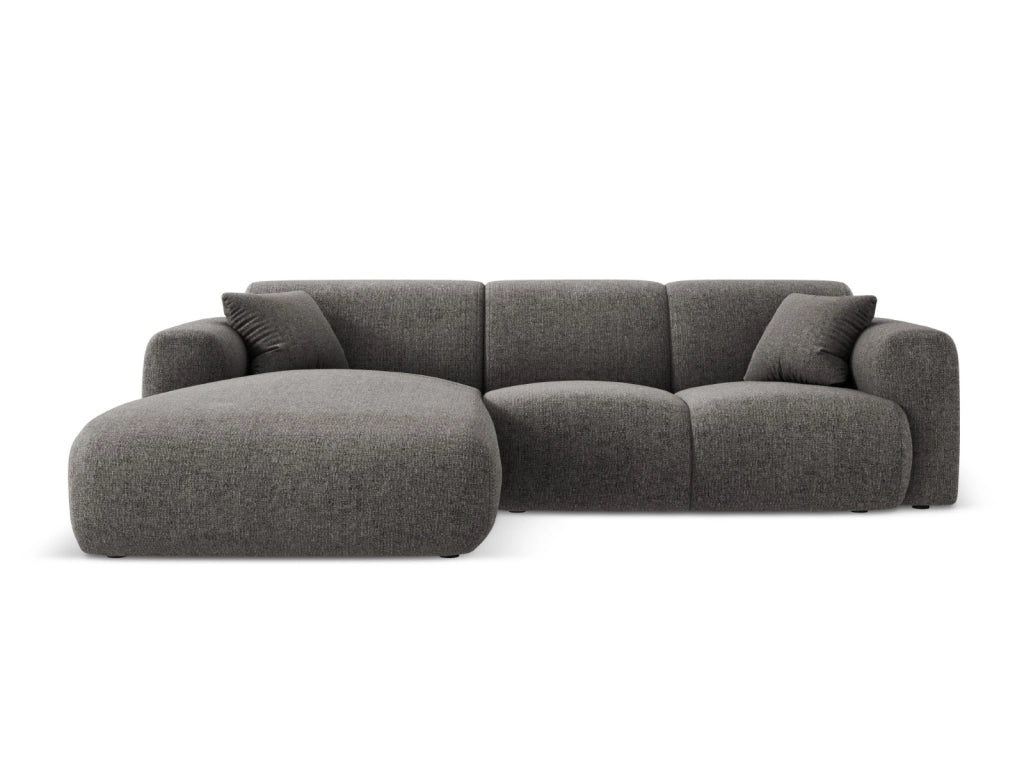 Cosmopolitan Design - Divano angolare sinistro "Nolio" 4 posti in ciniglia grigio 