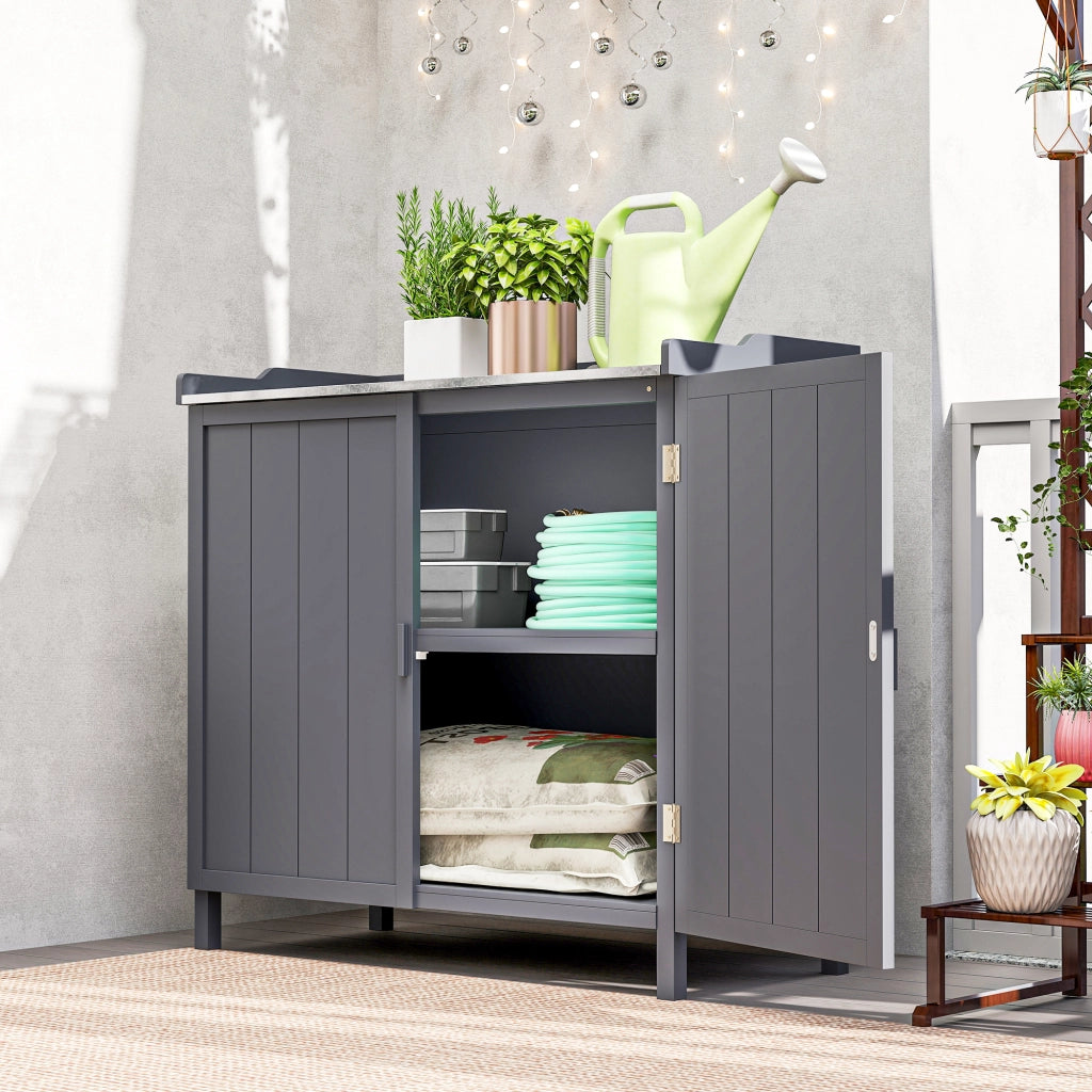 Armadio da giardino 2 in 1 ¨C zephmum ¨C grigio metallo