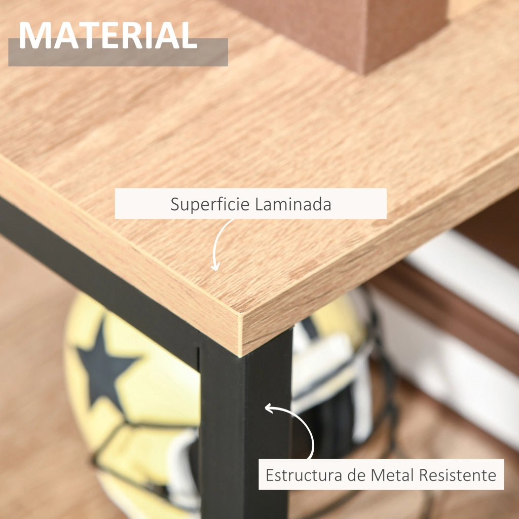 Libreria con Ripiani Aperti e Ante ¨C Zephmum ¨C Legno Naturale 80x35x97 cm