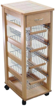 VESUVIO CARRELLO DA CUCINA IN LEGNO NATURALE H83 X 36 X 29 CM
