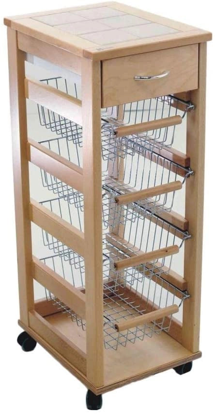 VESUVIO CARRELLO DA CUCINA IN LEGNO NATURALE H83 X 36 X 29 CM
