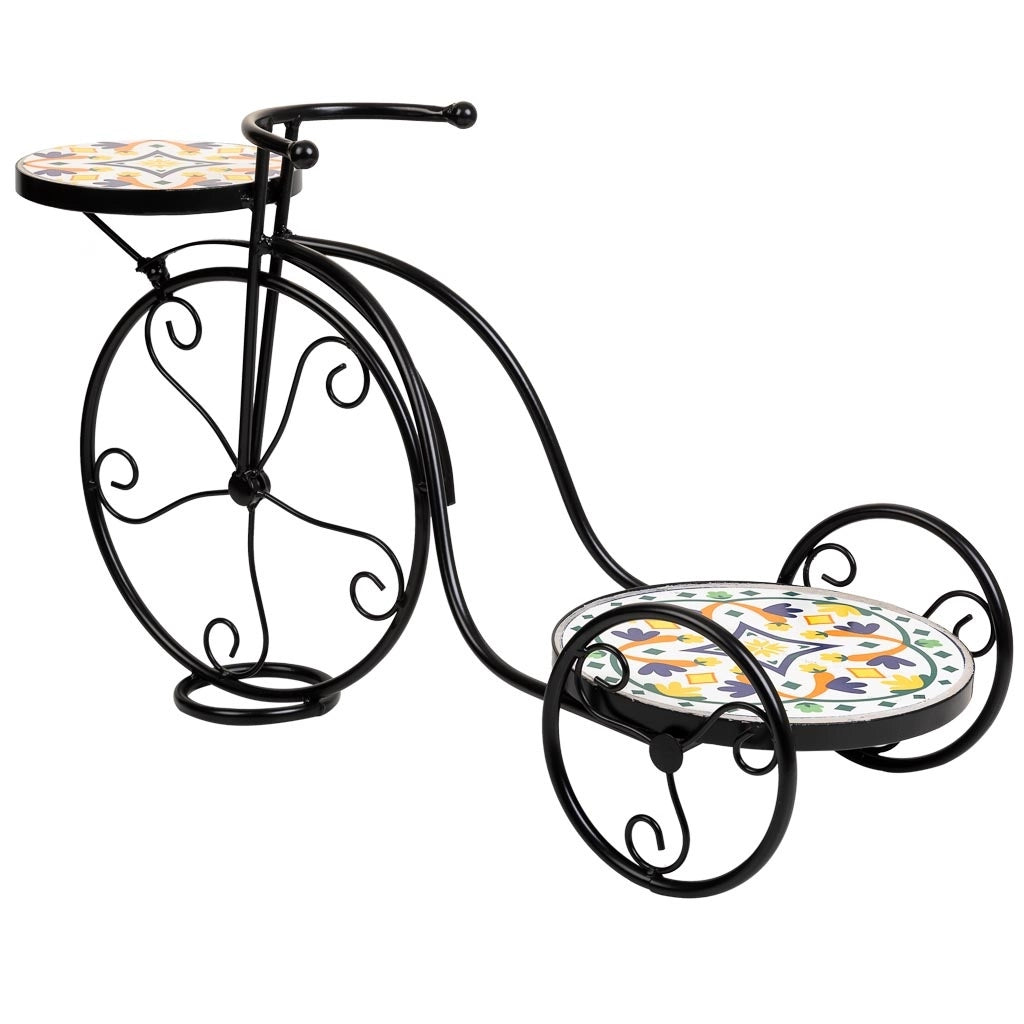 Supporto bici in mosaico Multicolore e ferro battuto 67x26,5x43h