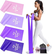 Set di 4 cinture di resistenza per fitness, con 4 livelli di resistenza, cintura di ginnastica, cintura di resistenza con borsa e manuale di allenamento, ideale per yoga, pilates, allenamento di forza, fisioterapia