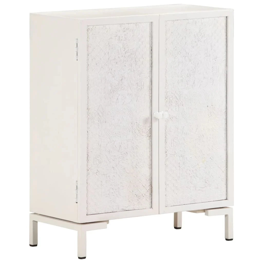 Buffet credenza cassettiera armadio mobile contenitore organizer per cucina soggiorno salotto 60 x 30 x 76 cm legno massello di mango bianco 02_0029604