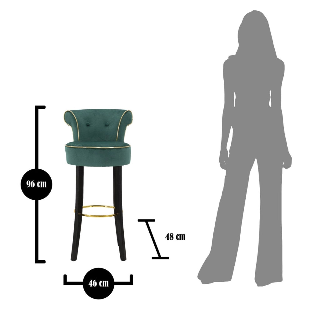 Sgabello Alto VKH443, Verde, Metallo, 46x48x96 cm