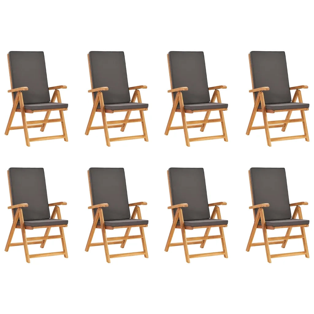 Set da Pranzo da Giardino 9 pz con Cuscini Legno di Teak Grigio 3059556