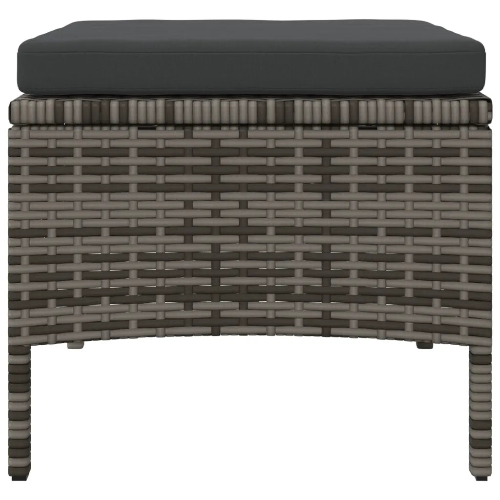 Divano Giardino 2 Posti con Tavolo e Sgabelli-Sofa da Giardino-Divanetto da esterno Grigio Polyrattan 698475
