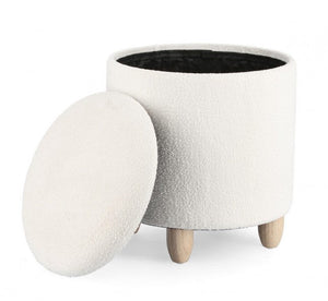 Sgabello Contenitore Ø 36x39,5 cm Zena in Bouclè