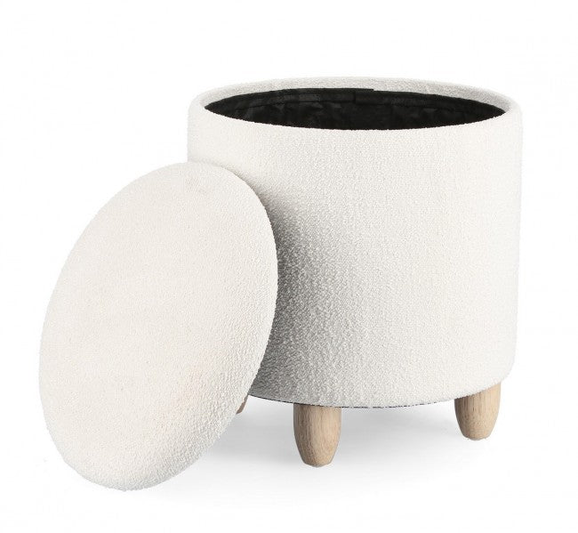 Sgabello Contenitore Ø 36x39,5 cm Zena in Bouclè